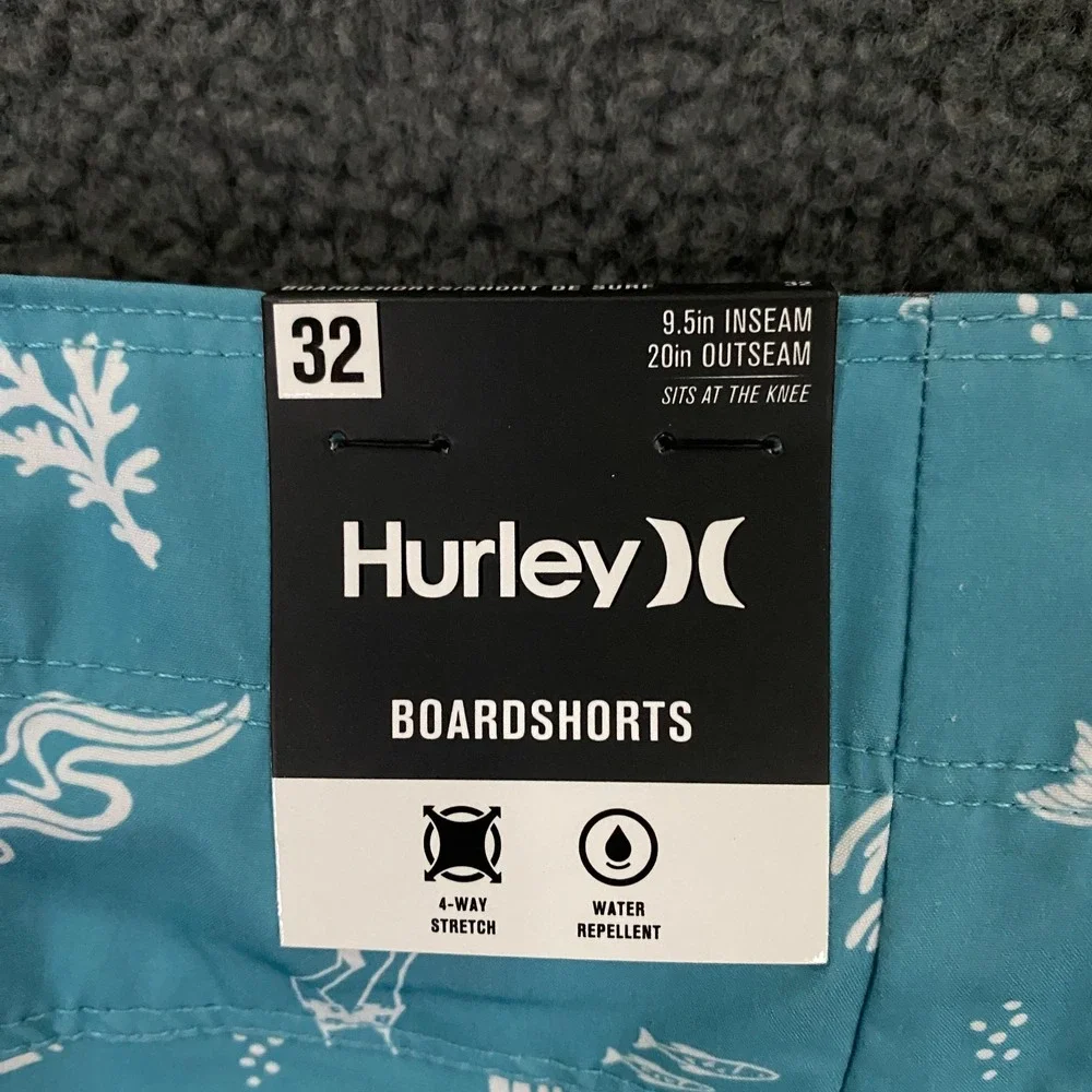 Hurley Deep Sea AOP Swim Board Short Mens 32 Blue Seadoo 9.5